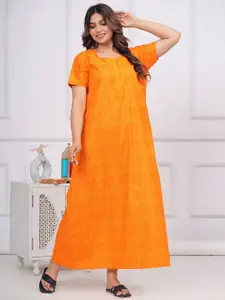 JVSP FASHION Geometric Printed Pure Cotton Maxi Nightdress