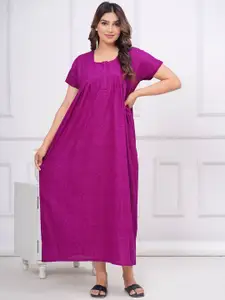 JVSP FASHION Floral Printed Pure Cotton Maxi Nightdress