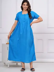 JVSP FASHION Floral Printed Pure Cotton Maxi Nightdress