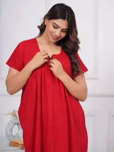 JVSP FASHION Floral Printed Pure Cotton Maxi Nightdress