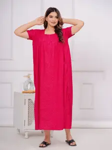 JVSP FASHION Floral Printed Pure Cotton Maxi Nightdress