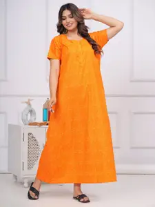 JVSP FASHION Geometric Printed Pure Cotton Maxi Nightdress