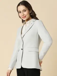 Allen Solly Woman Checked Single-Breasted Notched Lapel Formal Blazer
