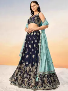panchhi Embroidered Sequinned Semi-Stitched Lehenga & Unstitched Blouse With Dupatta