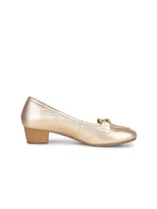 Hush Puppies Textured Leather Block Pumps with Bows