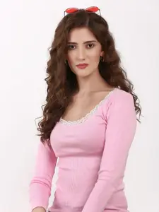 SIGHTBOMB Solid Monochrome Scoop Neck Crop Top