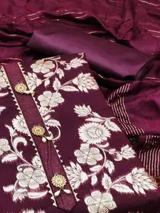 Peachmode Floral Woven Design Zari Unstitched Dress Material