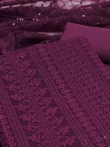 Peachmode Embroidered Silk Georgette Unstitched Dress Material