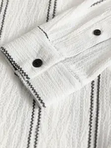 Snitch Men Classic Slim Fit Opaque Striped Casual Shirt