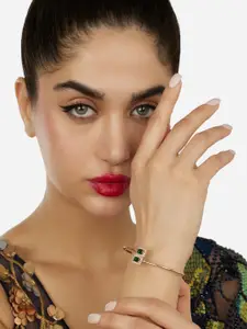 Zaveri Pearls Set Of 2 Rose Gold-Plated Brass Cubic Zirconia-Studded Kada Bracelet