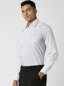 Van Heusen Men Grid Tattersall Checks Spread Collar Pure Cotton Formal Shirt