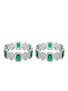 YouBella Set Of 2 Silver-Plated AD-Studded Bangles