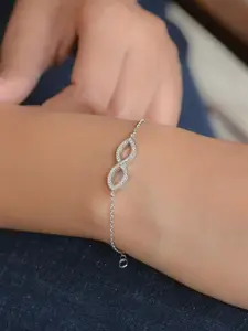 Ornate Jewels 925 Sterling Silver American Diamond Infinity Bracelet