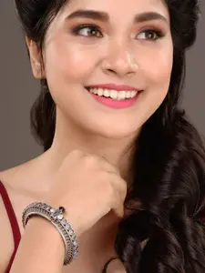 Saraf RS Jewellery American Diamond Rhodium-Plated Bangle-Style Bracelet