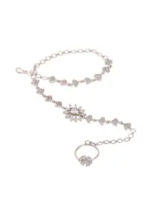 Saraf RS Jewellery American Diamond Silver-Plated Wraparound Bracelet