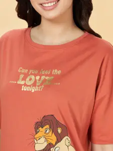 Dreamz by Pantaloons Round Neck Short Sleeves Pure Cotton Printed Nightdress