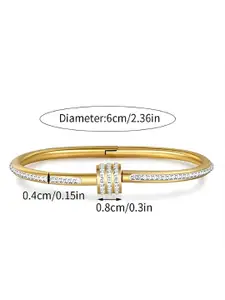 KARISHMA KREATIONS Gold-Plated Cubic Zirconia Kada Bracelet