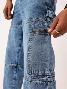 Kook N Keech Men Rebel Edge Boyfriend Fit Faded Cargo Jeans