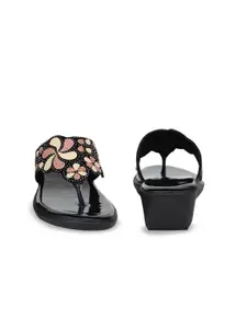 FABBMATE Embellished Open Toe Wedge Heels