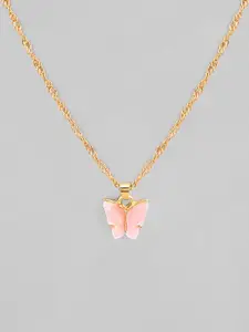 Rubans Voguish Gold-Plated Butterfly-Shaped Pendant With Chain