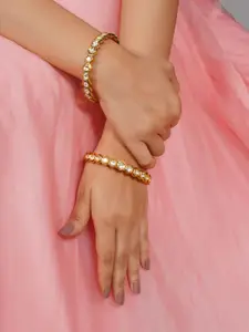 Designbox Set Of 2 Single Line Kundan Studded Bangles