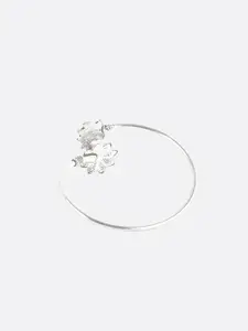 Adwitiya Collection Brass Silver-Plated Oxidised Wraparound Bracelet