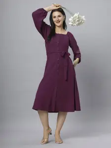 Chemistry Puff Sleeve A-Line Midi Dress