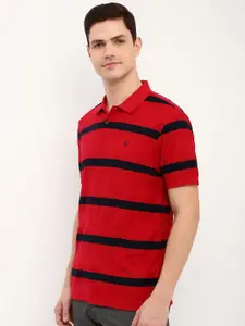 Allen Solly Men Striped Polo Collar Cotton T-shirt