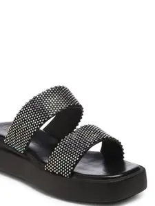 GNIST Embellished Open Toe Flatform Heels