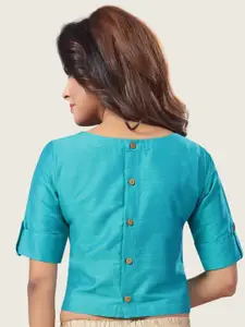 Studio Shringaar Cotton Boat Neck Short Sleeve Saree Blouse