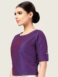 Studio Shringaar Cotton Boat Neck Short Sleeve Saree Blouse