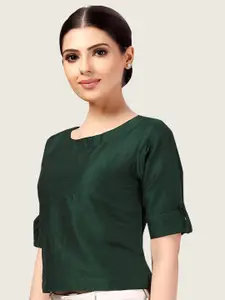 Studio Shringaar Cotton Boat Neck Short Sleeve Saree Blouse