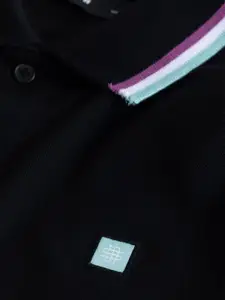 Snitch Men Solid Polo Collar Slim Fit Pure Cotton T-shirt