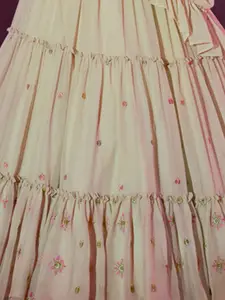 ODETTE Embellished Sequinned Semi Stitched Lehenga With Unstitched Blouse & Dupatta