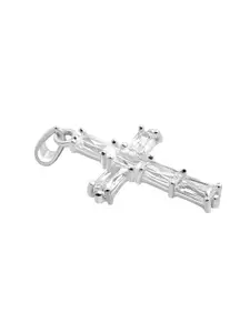 925 SILLER Rhodium-Plated Cubic Zirconia Contemporary Pendant