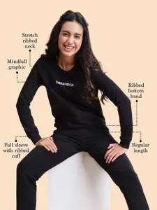 Enamor Women Crew Neck Long Sleeves Stretch Cotton Basic Sweatshirt E079