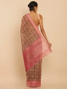 Soch Brown & Pink Zari Art Silk Saree