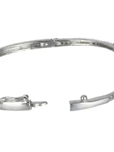Jazz and Sizzle Women Brass American Diamond Silver-Plated Bangle-Style Bracelet