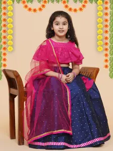 Bitiya by Bhama Girls Printed Foil Print Ready to Wear Lehenga & Blouse With Dupatta