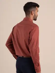 Andamen Men Rust Checked Cotton Formal Shirt