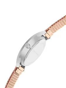 French Connection Women Silver-Toned Dial & Rose Gold Toned Stainless Steel Watch FCP30RTM