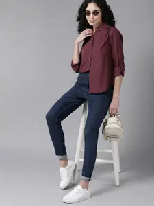 Roadster Women Burgundy Casual Shirt