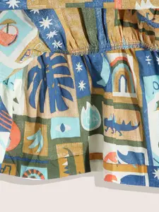 Sangria Girls Multicoloured Printed Pure Cotton Top with Palazzos