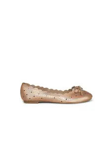 Pantaloons Junior Girls Gold-Toned Bows Embellished Ballerinas Flats