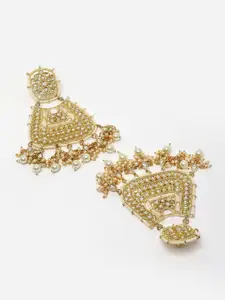 PANASH Women Gold-Toned & White Contemporary Chandbalis Earrings