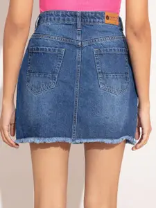 20Dresses Women Blue Ripped Cotton Short Denim Skirt