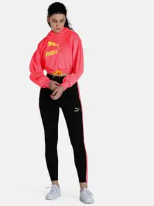 Puma Women Pink Printed Summer Squeeze Cropped Hoodie Sweatshirt