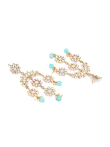 KARATCART Blue & Gold-Plated Contemporary Chandbalis Earrings