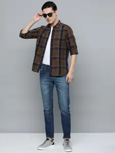 Flying Machine Men Brown Standard Slim Fit Checked Pure Cotton Casual Shirt