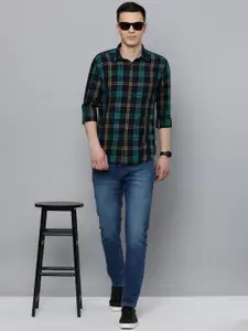 Flying Machine Men Green Standard Slim Fit Checked Casual Shirt